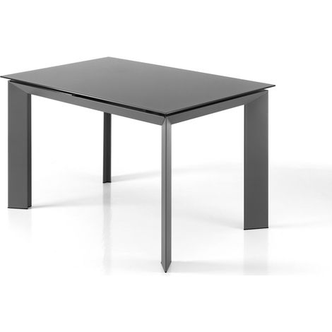Tavolo allungabile in vetro temprato grigio cm. H.76xP.80xL.120