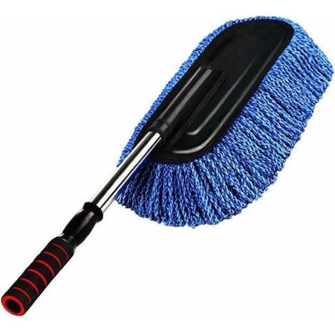 Brosse de lavage de voiture, Microfibre Anti-statique voiture nettoyage cire Drag Duster Remover, voiture Duster Remover Poignée télescopique (bleu) (1/4)