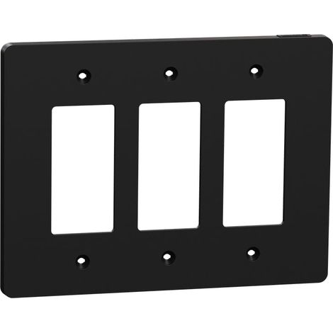 Plaque murale pour prise et interrupteur, taille moyenne Plus 3, noir mat (1/2)