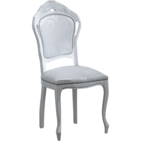 Chaise bois laqué blanc et assise tissu doux gris clair Verko (1/2)