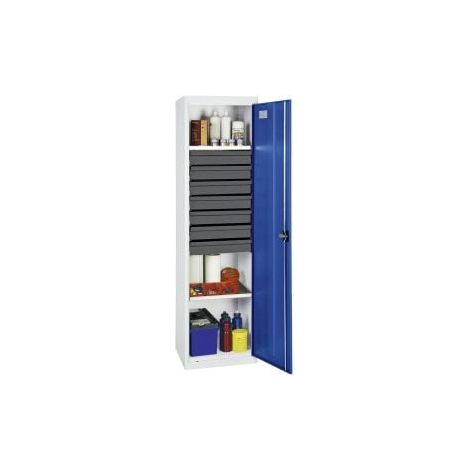 Armadio per attrezzi e materiali Stumpf serie 3000 grigio chiaro/blu genziana + 7 cassetti 100 mm + 2 ripiani estraibili - 3005274