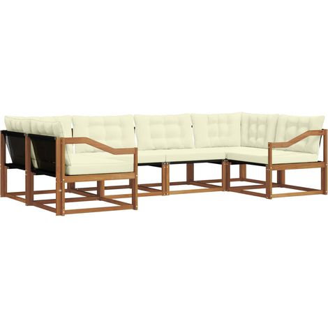 Conjunto de sofás de exterior 6 uds. Natural y Crema vidaXL (1/5)