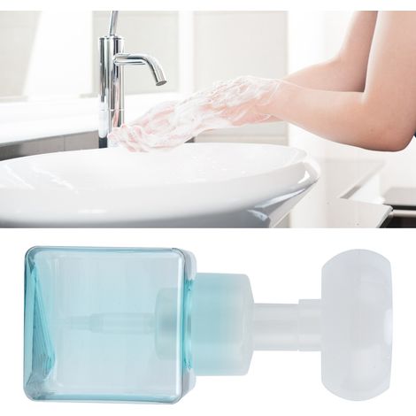 250 ml Schaumpumpflasche, tragbarer, nachfüllbarer und wiederverwendbarer Flüssigseifenspender in Blütenform (transparent blau) (1/5)