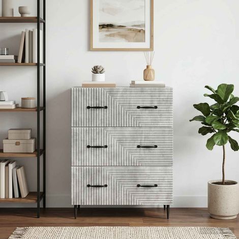 vidaXL Mobile con Cassetti Grigio Cemento 66 x 34,5 x 89,5 cm (1/5)
