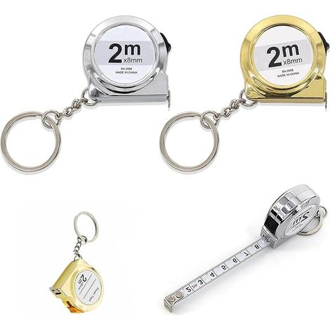 2 PCS Mini Ruban à Mesurer Rétractable en Acier, Mini Mètre Ruban Rétractable avec Porte-clés, Graduation Claire, Ruban en Acier Flexible, pour la Maison, le Bureau, l'école (2m) (1/5)