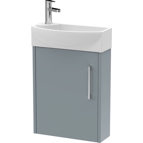 Winshill Contemporary 1 Door Right-Hand Wall Hung Cloakroom Vanity Unit with Basin, Grey, 440mm