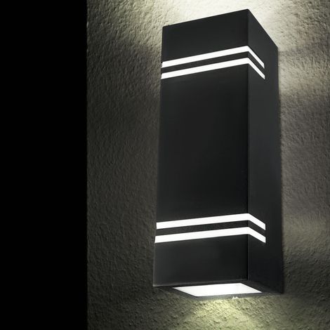 UP DOWN Wand Lampe Edelstahl Außen Fassaden Strahler Hof Beleuchtung Garten Leuchte schwarz