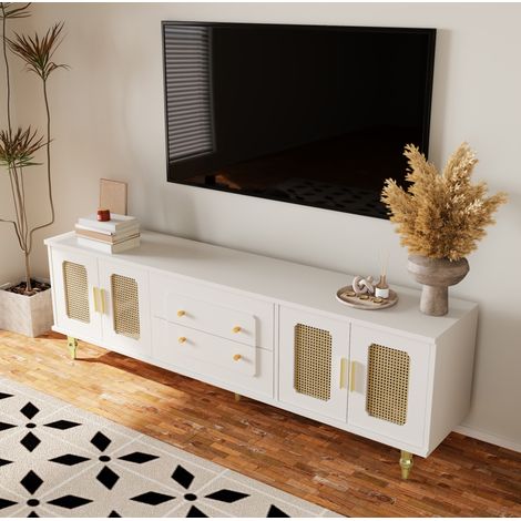 Mobile TV con cassetti e ante effetto rattan 175 cm OKMYHOME (1/5)