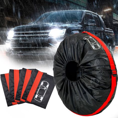 Lot de 4 sacs pour pneus de voiture, ensemble de sacs porte-pneus avec bandoulière, imperméable à la poussière, housse de roue, sacs pour pneus, sac de roue (1/5)