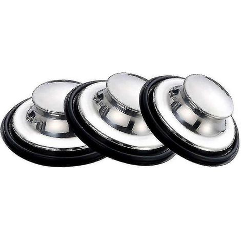 Bouchon d'évier en acier inoxydable, bouchon d'évier de cuisine, couvercle de 85 mm, couvercle étanche pour déchets de cuisine, lot de 3 (2025)