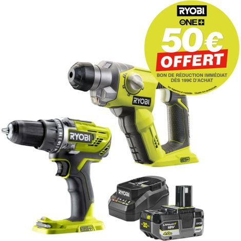 Pack Perceuse-visseuse et Marteau perforateur RYOBI 18V One+ - Batterie 4,0Ah et chargeur (1/5)
