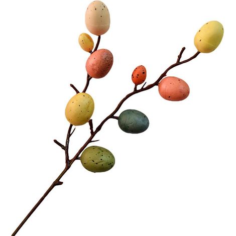 Œufs de Pâques décoratifs colorés, branches fleuries pour vase, jardin, pot de fleurs, lot ornemental (1/5)