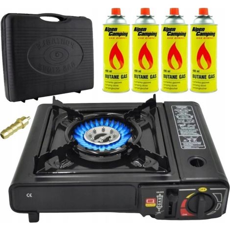 Fornello a gas 2 in 1, valigia da viaggio + riduttore