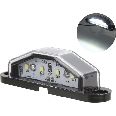 Éclairage de plaque d'immatriculation à 4 LED, 10-30 V, étanche IP67, lampe durable pour remorque, camping-car, fourgonnette et camion. (1/5)