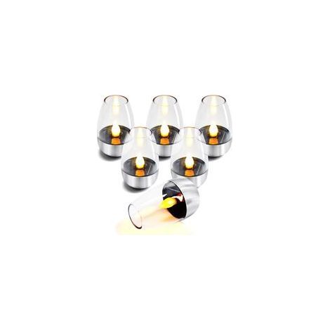 Lot de 6 bougies LED électriques rechargeables Lampes solaires vacillantes pour l'extérieur Résistantes aux intempéries Pour jardin, terrasse, balcon (1/5)