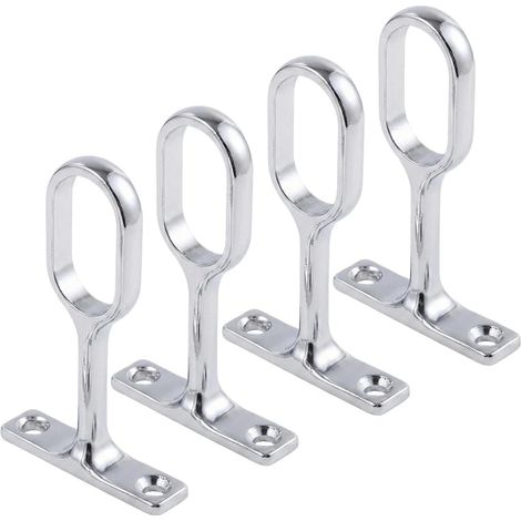 4 Pièces Support Tringle, Métal Laqué, Design Oval, Pour Armoire Et Dressing
