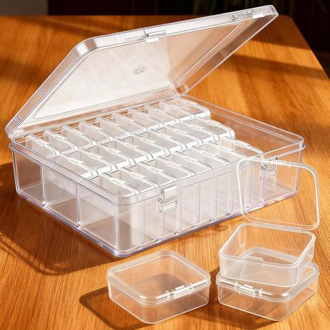 Boîtes de rangement pour perles - lot de 30 petites + 1 grande - boîtes de rangement rectangulaires en plastique - adaptées aux perles et aux bijoux (1/5)