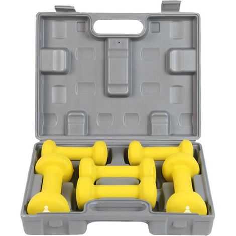 FITPADDY Set Manubri 6 kg Giallo SoftGrip con Valigetta - Attrezzatura Fitness (1/3)