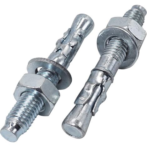 Chevilles à expansion M10 x 75 mm - Lot de 8 - Acier zingué - Fixation robuste béton - Bricolage et pro - Argent (1/5)