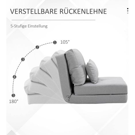 Tapis de sol pliable 2-en-1 avec coussin détachable, 60x80x56 cm, gris, couchage matelassé pour camping et salon