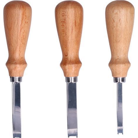 Set mit 3 Lederfasenschneidern, 4, 6, 8 mm, gebogener Edelstahl, komfortabler Griff, langlebig (1/5)