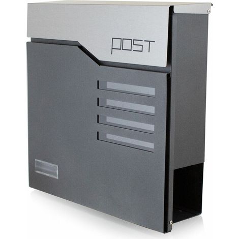 Bituxx Design Briefkasten 16444 Wandbriefkasten Postkasten Anthrazit Graphi