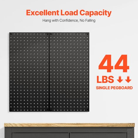 Panneau Perforé Mural 609,6x304,8 mm Organiseur Garage en Métal Robuste avec 2 Panneaux Perforés, Kit Rangement d'Outils pour Bureau, Salle d'Artisanat, Cuisine, Maison, Entrepôt, Magasin, Noir (1/5)