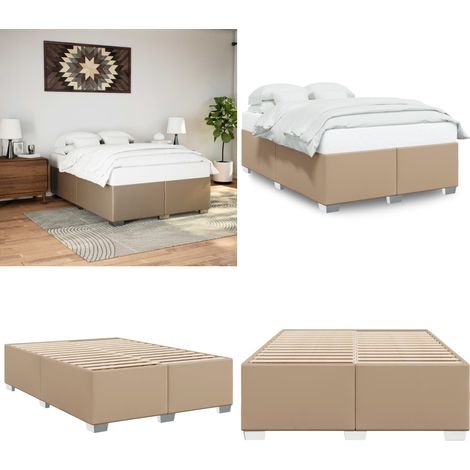 vidaXL Cadre de lit sans matelas cappuccino 140x190 cm similicuir