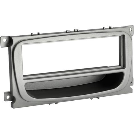 Support 1Din Argent compatible avec Ford Focus Galaxy Mondeo S-Max ap07 Avec vide poche Argent
