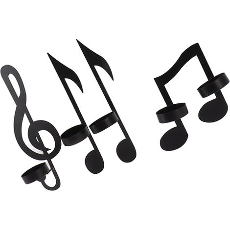 Set mit 4 einzigartigen Wandleuchten aus schwarzem Eisen in Form von Musiknoten zur Wandmontage, hängende Teelichtdekoration (1/5)
