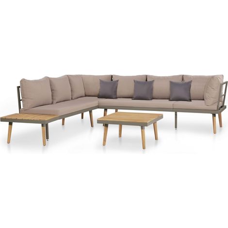 4-tlg. Garten-Lounge-Set mit Auflagen Massivholz Akazie Braun