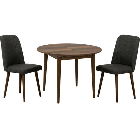 Dmora - Set tavolo e sedie Alcor, Set per la sala da pranzo, Composizione tavolo e sedie, Kit salotto salvaspazio, 100x100h75 cm, Noce e Antracite, con imballo rinforzato, con imballo rinforzato