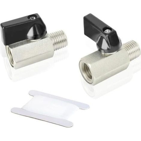 2 Pcs 1/4" Female x 1/4" Male Heavy Duty Nickel Plated Copper Ball Valve Cutoff Switch (1/5)