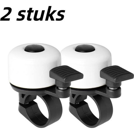 Sonnette de vélo 2 pièces - Sonnette universelle ultra puissante pour VTT - Sonnette de vélo de course pour enfants - Wit (1/5)