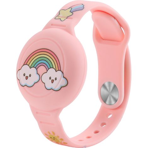 Braccialetto in silicone per il localizzatore AirTag da polso per bambini - rosa arcobaleno (1/2)