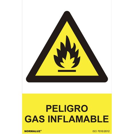 Panneau Danger Gaz Inflammable Espagnol Signalisation Bilingue Sécurité Gaz - Normaluz (1/3)