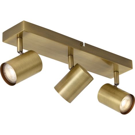 Qazqa – Plafonnier moderne en acier bronze 3 lumières réglables – Douilles GU10 – Intensité variable – Pour intérieur, cuisine, salon (1/5)