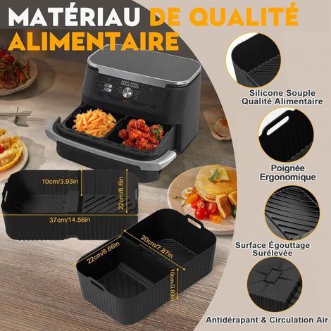 Silicone Moule Air Fryer, 22 Pièces Accessoires Air Fryer pour Ninja Foodi Flex 10,4 L AF500EU(1x10,4L & 2x5,2L), Ninja Air Fryer Accessoires - Moule Air Fryer, Grille Racks etc (1/4)