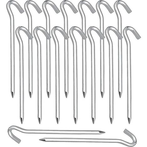 Zeltnägel, 20 Stück, Bodenanker für Zelte, Camping, Gartenarbeit, verzinkter Stahl, silberne Zeltnägel (1/4)