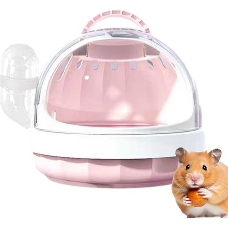 Tanspot pou Petits Animaux, Cage de Tanspot Potable pou Hamste, Conteneu de Tanspot pou Hamste, Aéations, Poignée Confotable(18,6 x 1 6cm) (1/5)