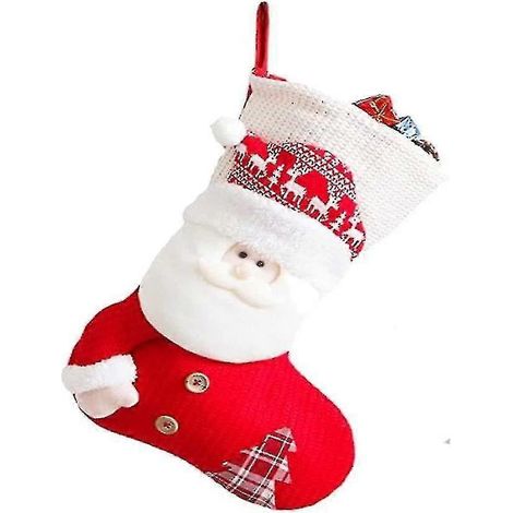 Chaussette de Noël en peluche à suspendre, support Père Noël et bonhomme de neige, chaussettes suspendues au sapin de Noël pour décoration de fête de Noël (a) (1/5)