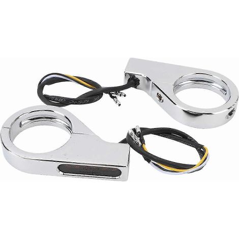 Clignotants avant à LED, indicateurs orange, feux de jour blancs, fourche de 39 à 41 mm pour quads, motos et véhicules tout-terrain, coque argentée - YV (1/5)