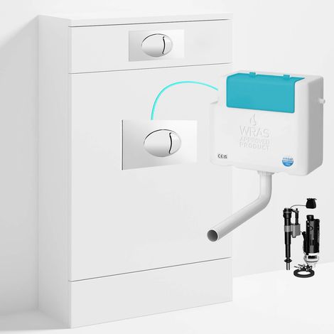 Gloss White 500 x 200mm Back to Wall WC Unit with Concealed Toilet Cistern Set - Side Entry (1/4)
