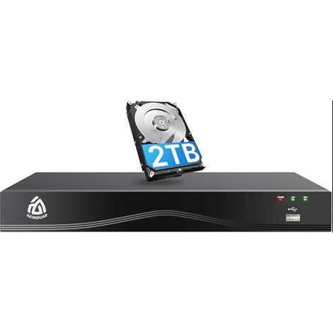 4K PoE NVR 8 Canaux, Enregistreur Vidéo Réseau 2To, Compatible Caméras 8MP/5MP/2MP, Enregistrement 24/7 Sécurité Domicile (1/5)