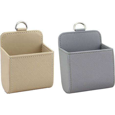 Confezione da 2 borse organizer per auto, borse organizer multifunzionali per cellulare, borse da appendere, scatole portaoggetti, accessori per auto - Beige e Grigio