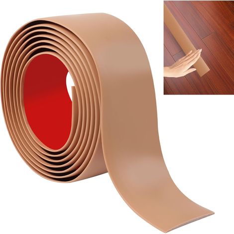 Bande de transition de seuil de sol stratifié JUNART 200cm × 5cm, bande de sol en vinyle autocollante, bordure de transition de bord de carrelage ou de moquette(marron) (1/5)