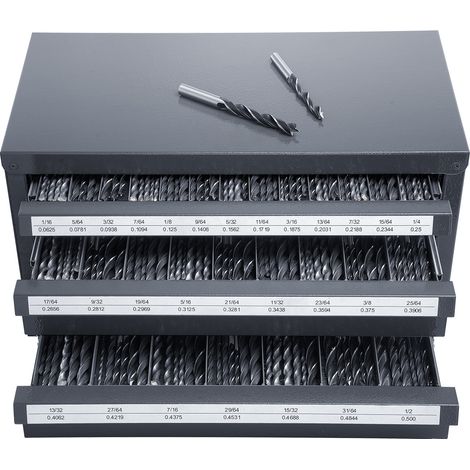 Mophorn Dispensador de Brocas 29 Compartimentos Etiquetados Caja de Almacenamiento de Brocas de 3 Cajones 1/16" a 1/2" Caja de Brocas Vacía Apilable Fácil Identificación para Taller Brocas