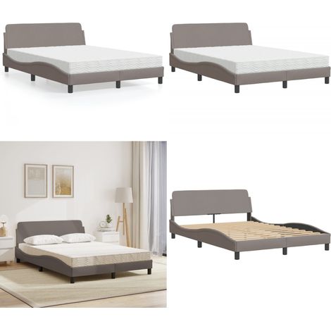 Bett mit Matratze Taupe 120x200 cm Stoff - Schlafzimmermöbel - Doppelbett - Boxspringbetten - Lattenrost - Matratzen - Home & Living (1/5)