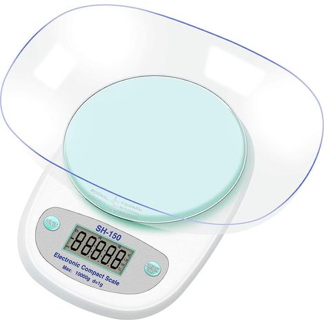 Balance de cuisine électronique bicolore Affichage numérique Capacité jusqu'à 10 kg Haute précision Conteneur inclus Unités de mesure variées-AquaForge (1/5)