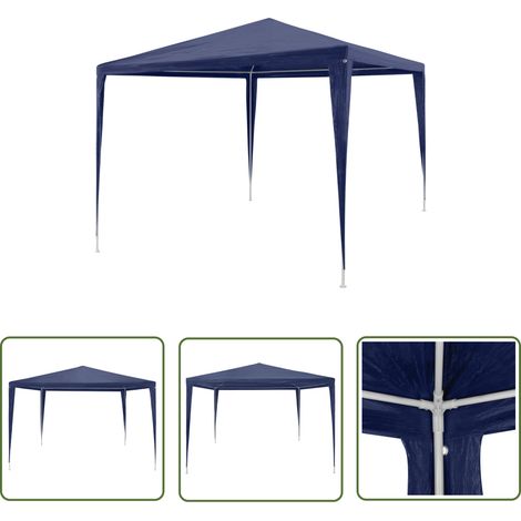 The Living Store Tonnelle de jardin Tente de réception Chapiteau Bleu 3x3m - Abri De Jardin - Tonnelle De Jardin - Chapiteau Pliable - Gazebo - Parasol De Jardin (1/5)